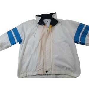 Vintage Nautica Jacket Mens XL White Windbreaker Long Sleeve Hooded Full Zipper‎